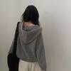 Korean Style Twisted Hooded Double-Zip Knit Cardigan - Women's Loose Fit, Long-Sleeved Sweater for Autumn and Winter