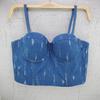 Ripped Fashion Trendy Denim Straps Tank Top Size-specific Wrap-around Underwire Women's Clothing Top Lace-up Vest Backless Camis & Tank Tops