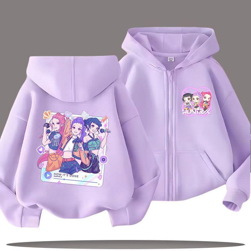 KPop Demon Hunters Zipper Hoodies for Boys and Girls, Children's Fashion Sweatshirts