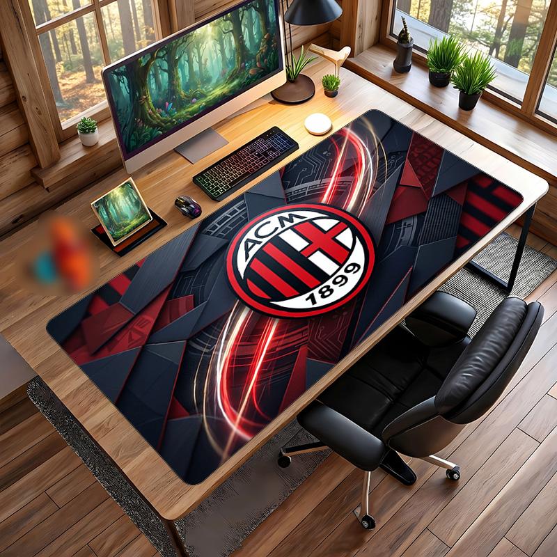 Большой коврик для мыши с принтом AC Milan, нескользящий мягкий резиновый игровой коврик для стола, декор для офисного ноутбука компьютера