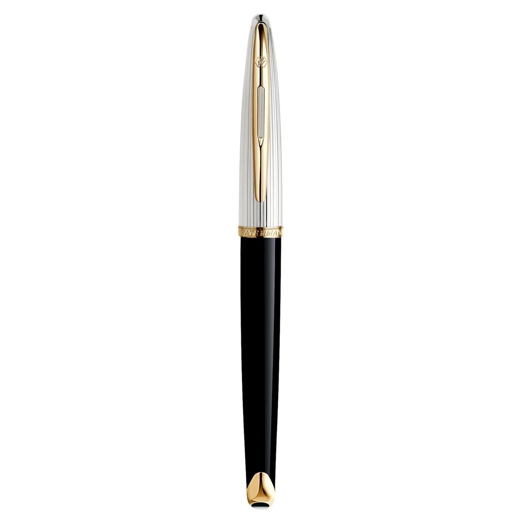 Waterman Fountain Pen Karen Deluxe Black Silver GT Fine Point 18K Gold Nib Gift Box Genuinely Imported S0699920 &