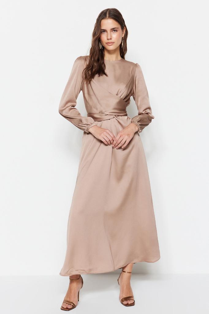 Женская мода новое вечернее платье в стиле хиджаб цвета экрю двубортное детальное свадебное длинное вечернее платье для особого дня