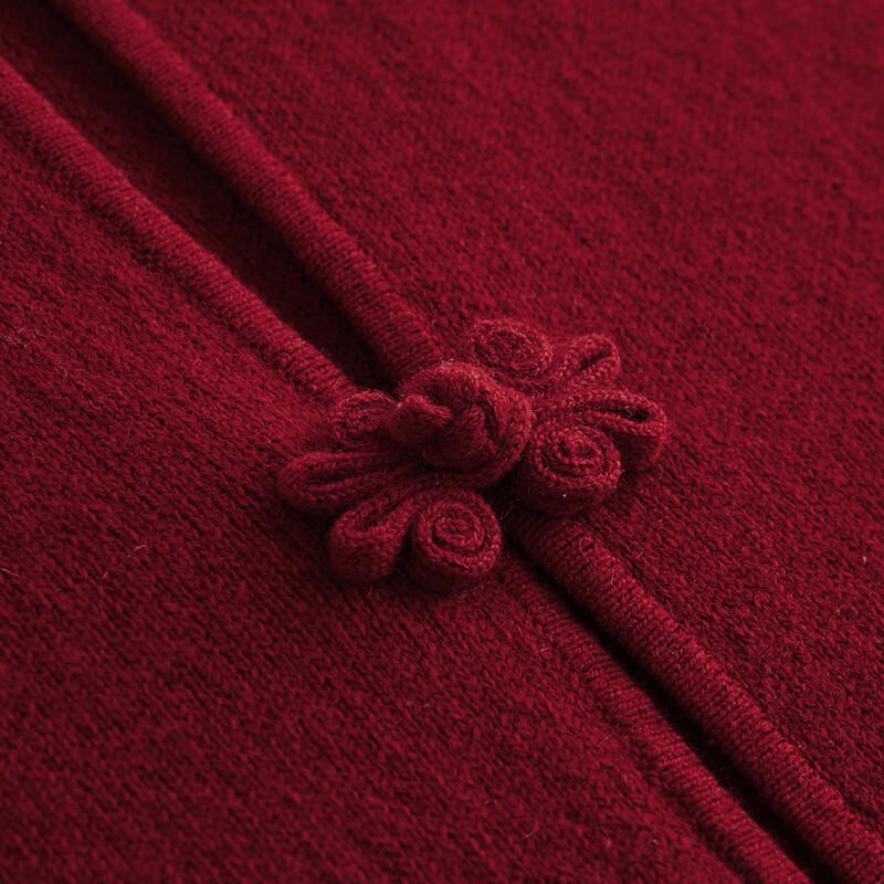 Hengyuanxiang Women's Pure Wool Chinese Style Short Cardigan