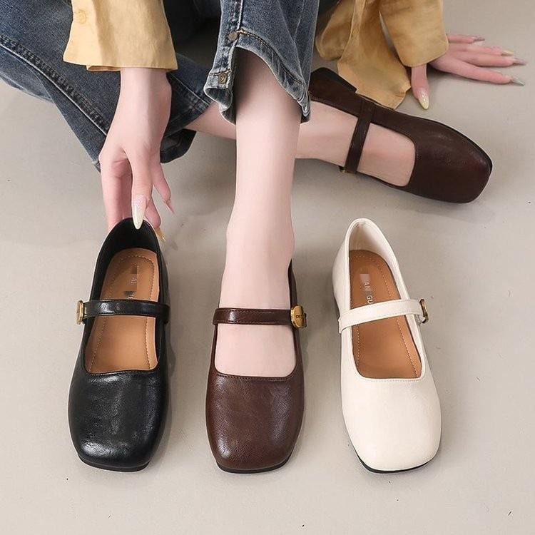 Fashion versatile small leather shoes women's retro Mary Jane shoes 2026 spring and autumn new low-heeled soft-soled PU commuter shoes