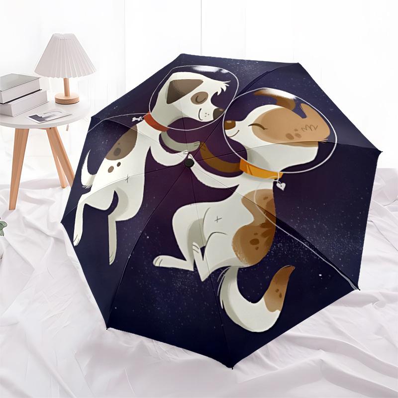 1pc Space Pals Dogs Automatic Open/Close Umbrella - Compact Travel Umbrella, 8-Rib Heavy-Duty Construction, Ideal Gift, 28078