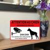 1PC Vintage French Dog Warning Tin Sign, Attention Au Chien Propriete Privee Metal Plaque, Retro Security Camera Canine Art