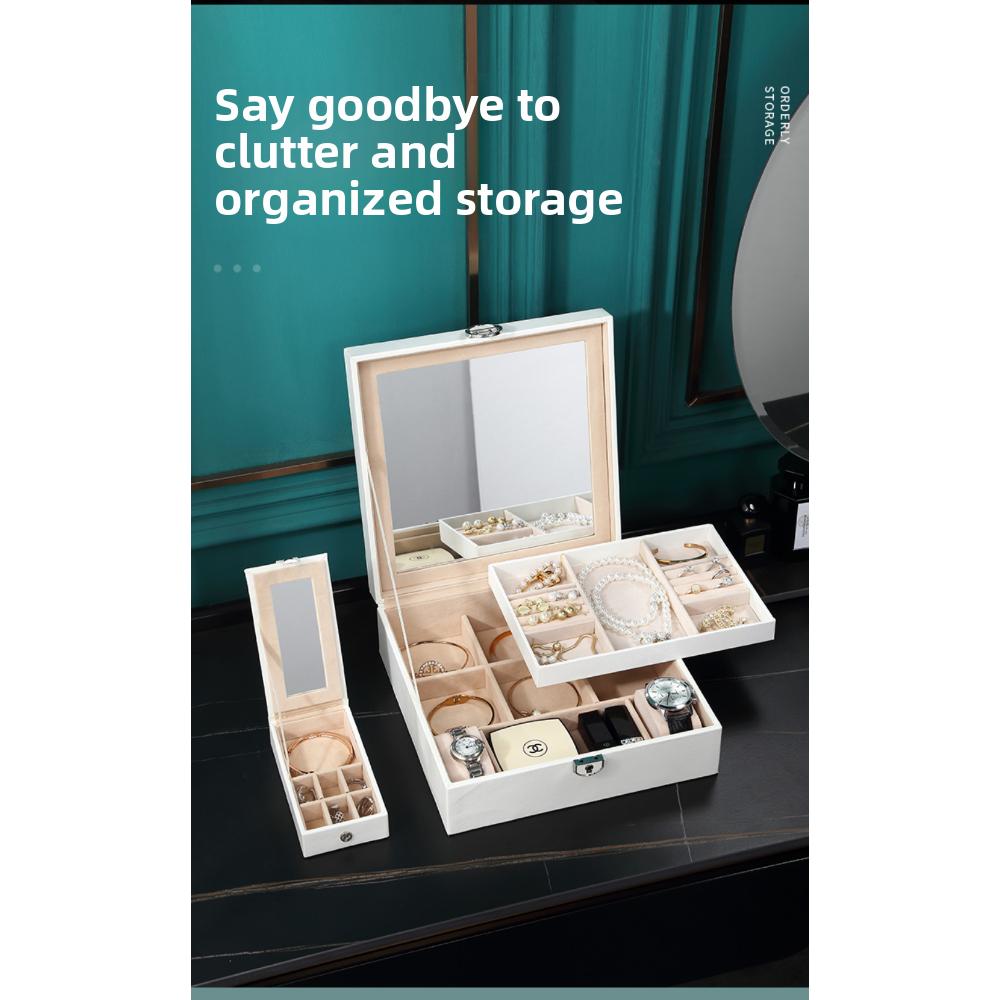 Шкатулка для драгоценностей, европейская шкатулка для хранения ювелирных изделий с замком, шкатулка для коллекции ювелирных изделий, часов, ожерелий, браслетов, отделочная шкатулка