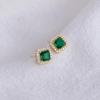 Серьги Banyan Tree S925 Silver Retro с квадратными изумрудами и бриллиантами: Женские роскошные зеленые серьги