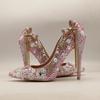 Мода Роскошный Кисточка Бант Кристалл Стразы Свадебные Туфли Невесты Сказочный Стиль Белый Розовый Жемчуг Банкет 5см 8см 10см Туфли на Высоком Каблуке43