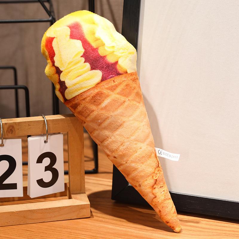Soft Short Plush Ice Cream Cone Cushion Creative Cartoon Props Novelty Toy