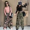 Hip Hop Girls K-pop Crop Top Street Dance Camouflage Joggers Pants+top Set