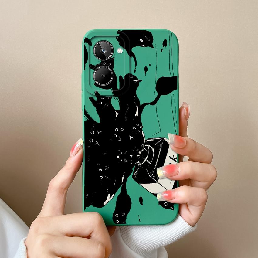 Для Oppo Realme 10 12 12X 11 11X C12 C15 C21 C21Y C31 Чехол для телефона Модный изящный узор с цветами Высококачественный противоскользящий чехол Для Oppo Силиконовый чехол