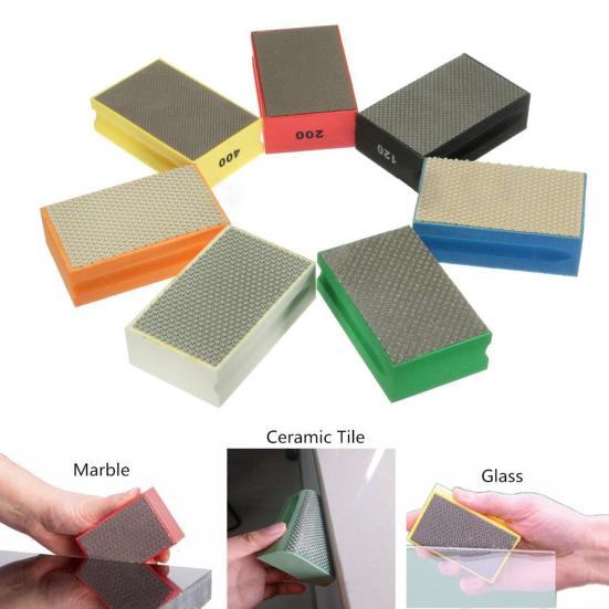 60-3000 Grit Diamond Hand Polishing Pad Block Granite Marble Glass Grinding Tool