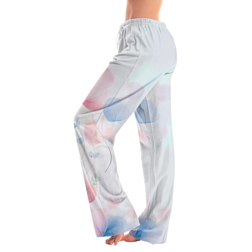 Женские модные свободные повседневные брюки с цветочным принтом