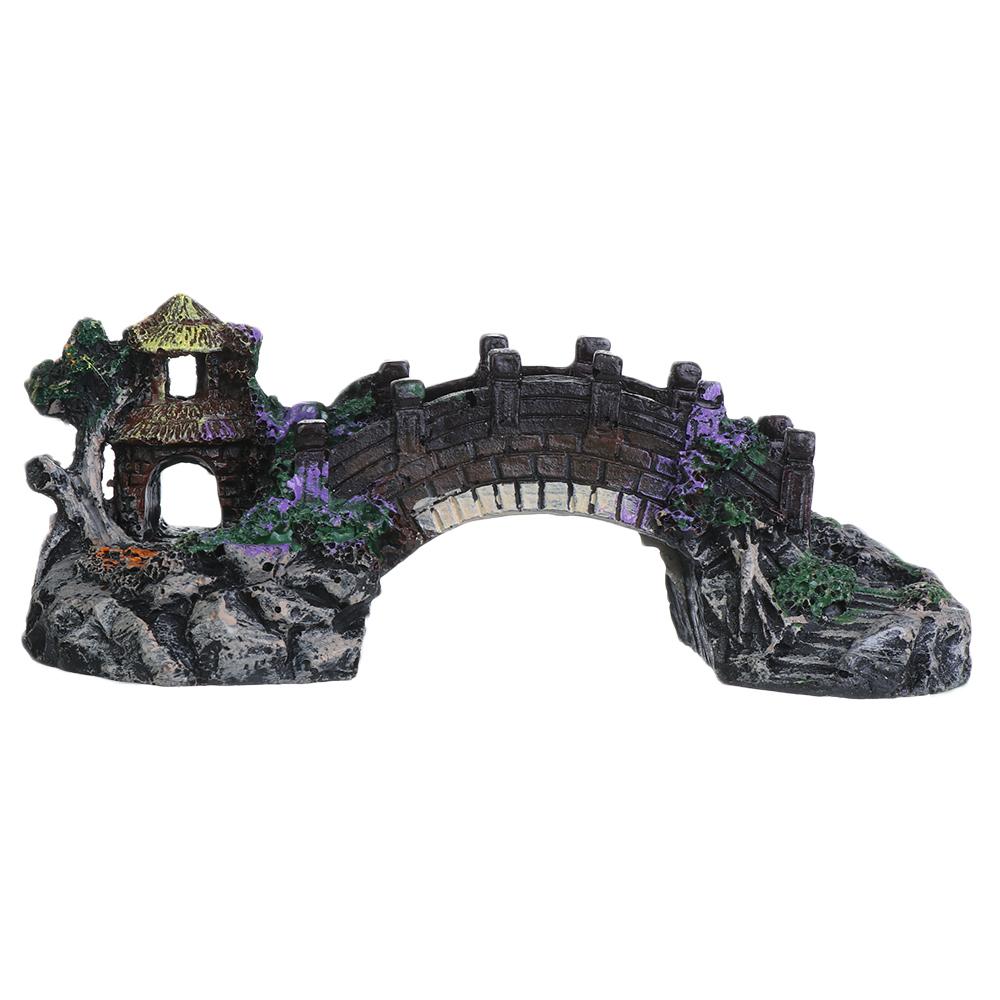 Pet Supplies Artificial Bridge Rockery Fake Landscaping Fish Tank Ornament Resin Aquarium Ornaments