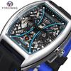 2023 New Square Forsining Men's Fashion Motorcycle Street Tide Men's Hollow Automatic Mechanical Watch Montre Homme