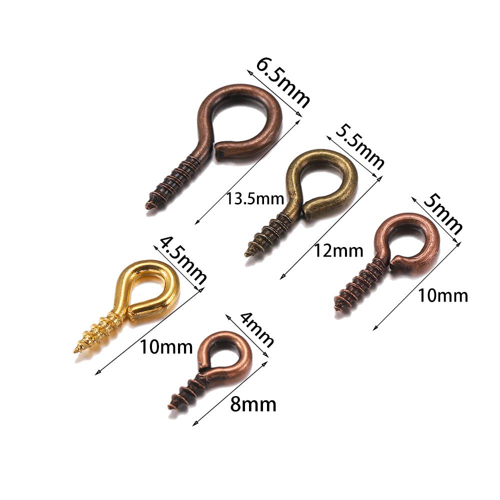 300/500pcs Mini Screw Pendants Eyepin Keychain HookThreaded Pin Fitting DIY Jewelry Bracelet Necklace Making Accessories