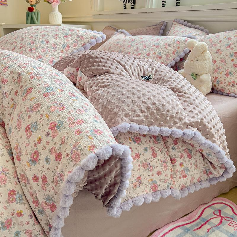 Утолщенный пододеяльник из бобового бархата, двухсторонний молочный бархат, для тепла осенью/зимой, идеально подходит для студенческих общежитий