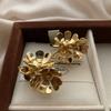Красивые ретро легкая роскошь высокое чувство французские трехмерные серьги-гвоздики с металлическими цветами-лепестками темпераментные легкие роскошные женские