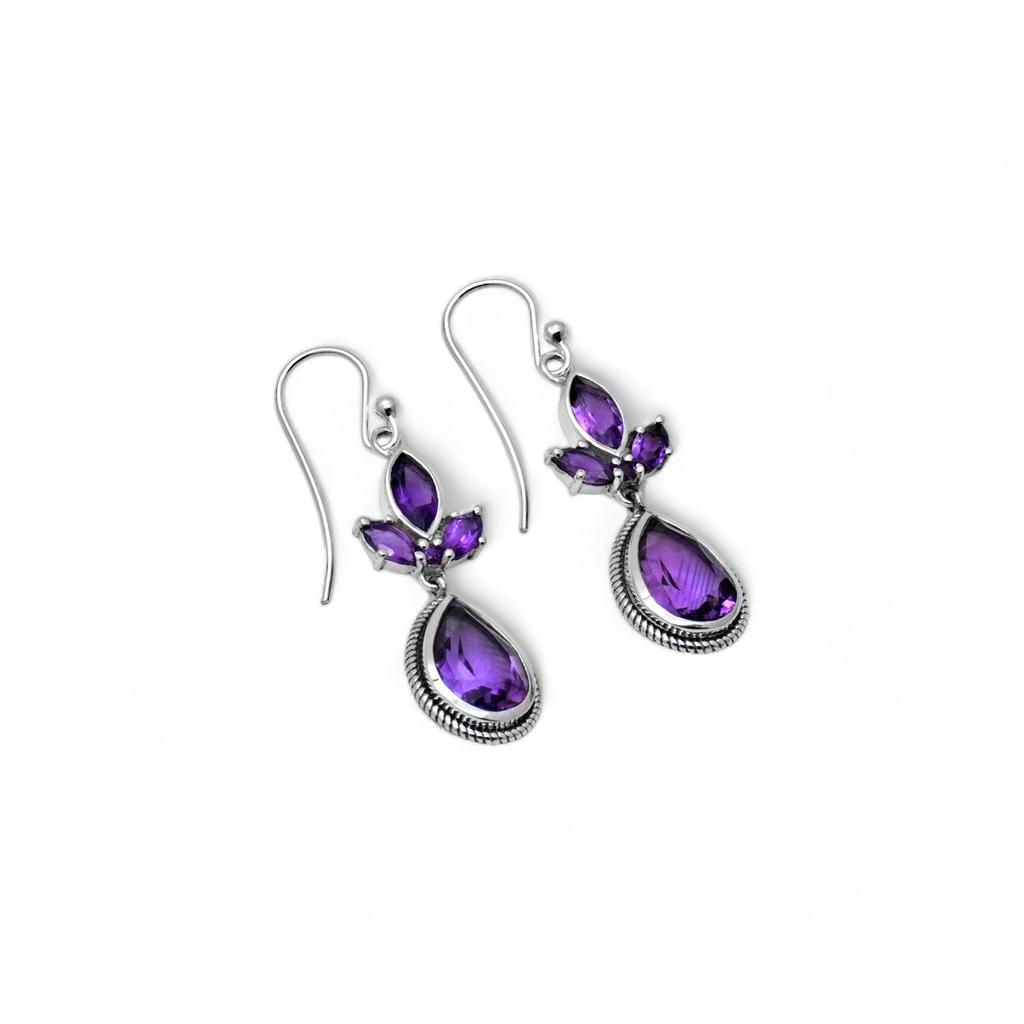 Dainty Amethyst Earrings: Vintage 925 Sterling Silver