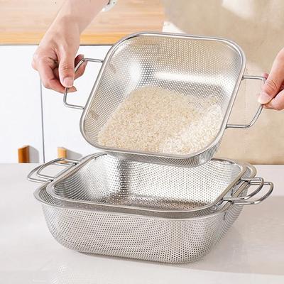 Сливная корзина из нержавеющей стали, сетчатый фильтр, дуршлаг, таз для мытья фруктов и овощей с ручкой, переносная кухонная сушилка