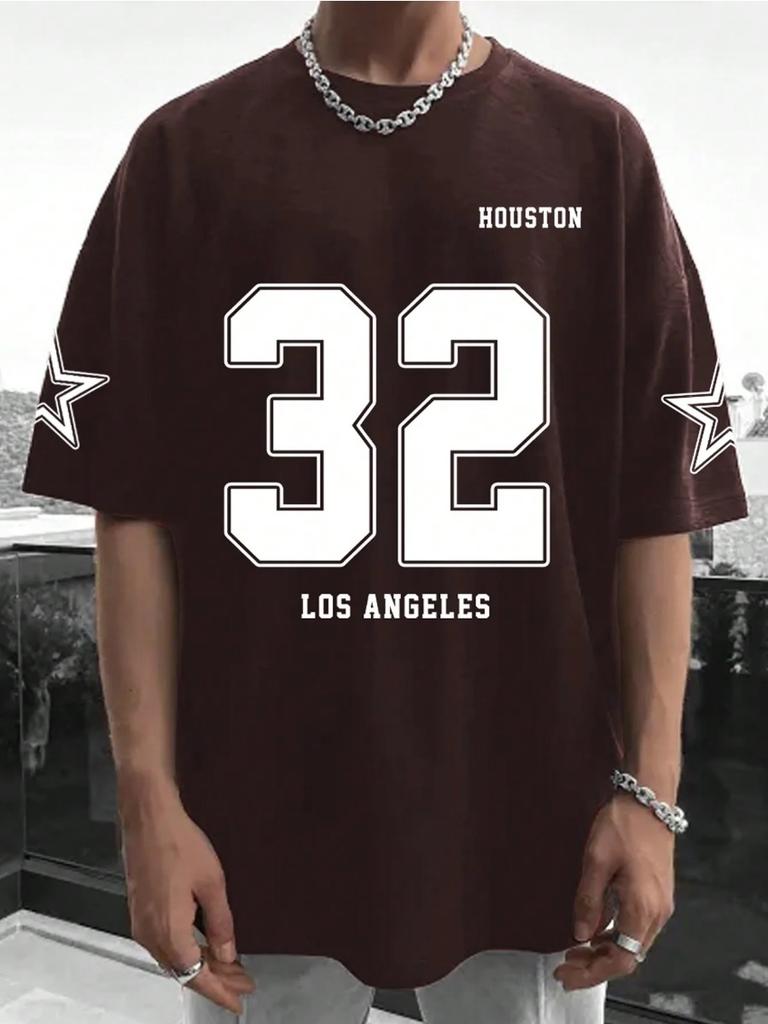Футболка Los Angels Under The Classic с принтом Letter 32, мужская, с круглым вырезом, свободная, с короткими рукавами, дышащая, мягкая, уличная футболка Harajuku
