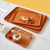 PP Plastic Tray Coffee Food Cup Trays Decorative Wood Grain Rectangular for Storage Dish Dessert Candy Tea Kitchen Supplies