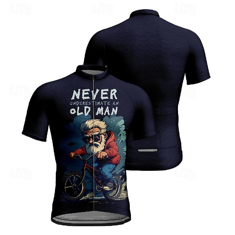 Мужская велосипедная майка Дизайн Никогда не недооценивай старого гонщика Короткий рукав Велосипедная футболка Горный велосипед MTB Влагоотводящая Дышащая Спортивная одежда