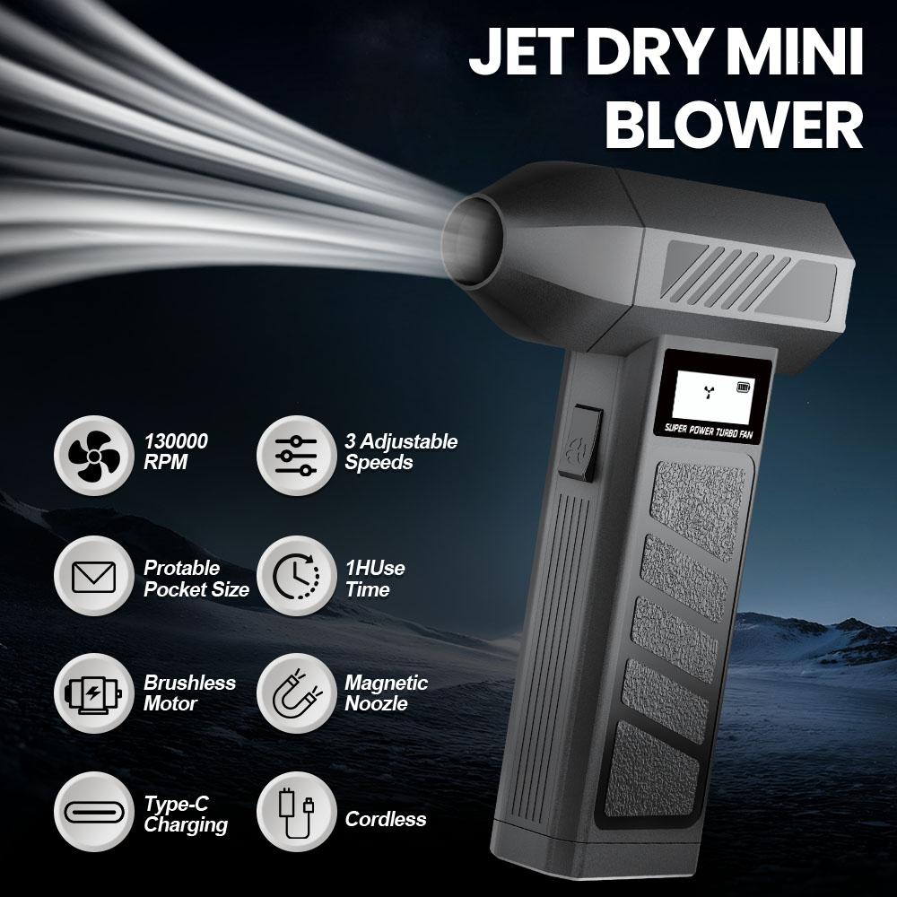 Турбовентилятор регулируемый Портативный Электрический Воздуходув Чистящий Инструмент Зарядка Type C 130000 об/мин Обдув Снега Автомобильные Аксессуары