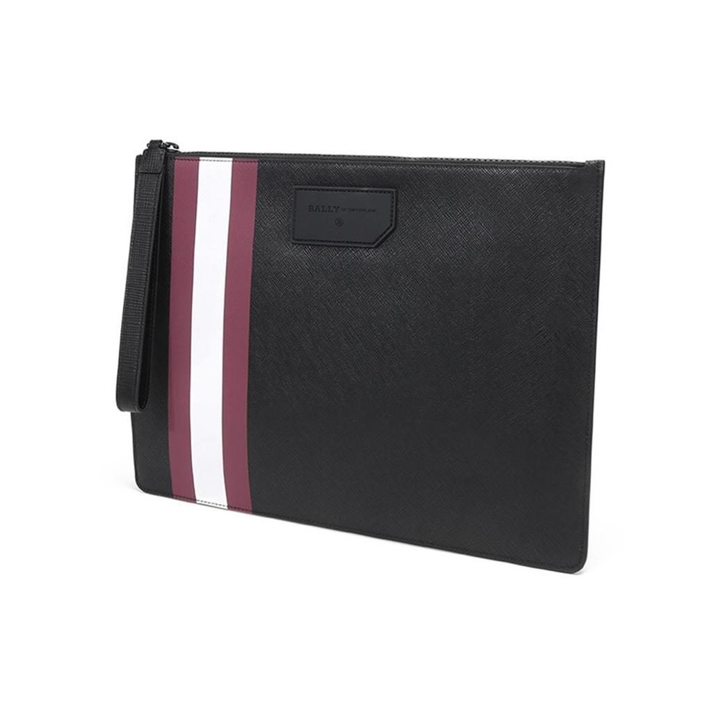 Bally Red And White Striped Business Simple Solid Color Coin Purse Commuter Bag PVC Clutch Men Clutch Black BHALDEN-OF-36