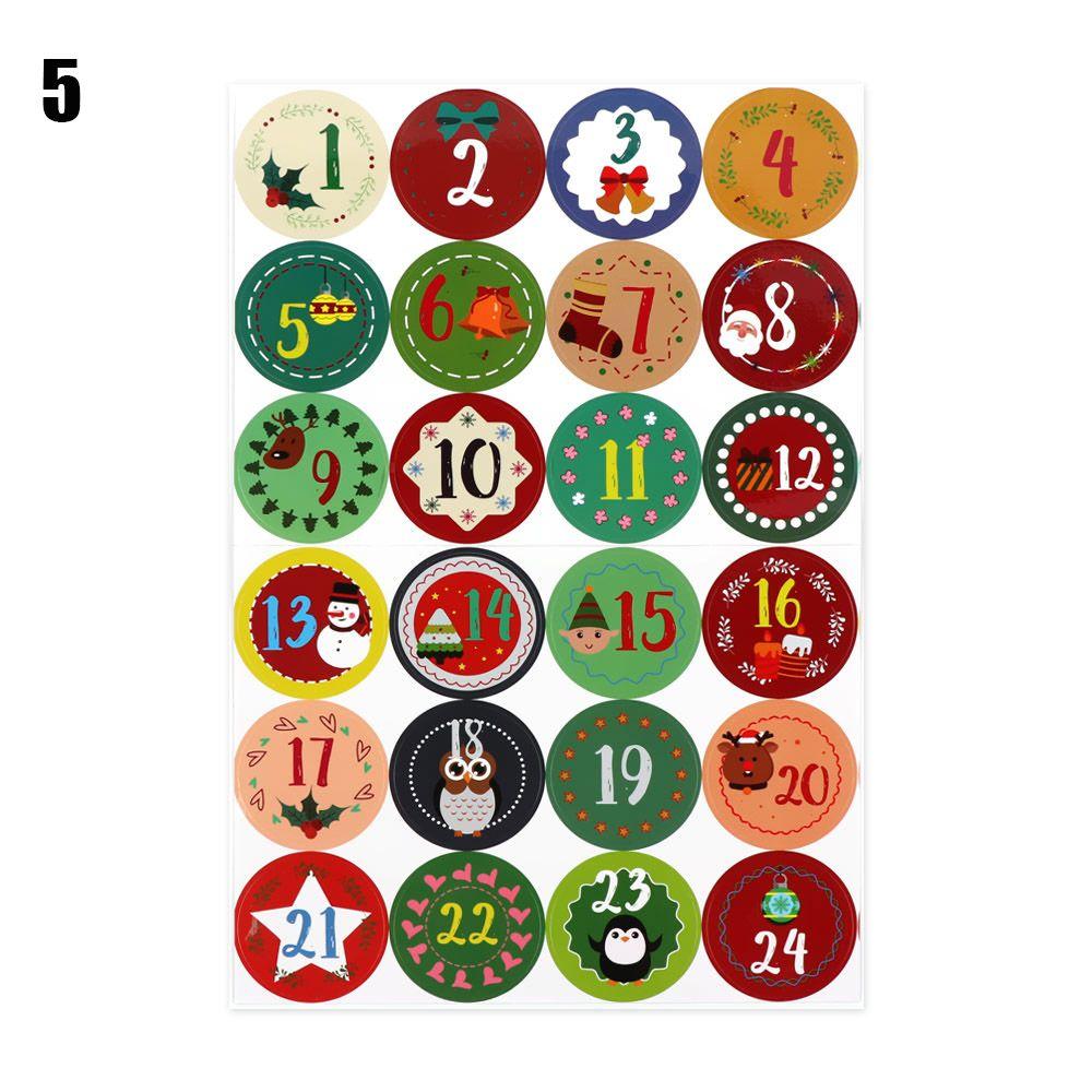 Biscuit Candy Self Adhesive Advent Calendar Number Christmas Label Paper Sticker Packaging Labels