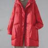Fashion Down Padded Jacket Women Parkas Winter Hooded Mid-Length Pockets Thick Warm Cotton Clothes Loose Overcoat