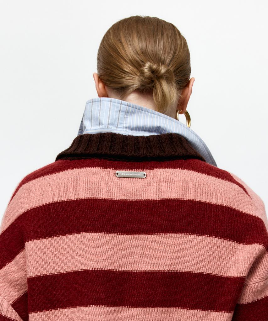 ADSB ANDERSSON BELL Loose-Fit Stripe Collar Sweater Atb1399W(Pink/Red Wine)