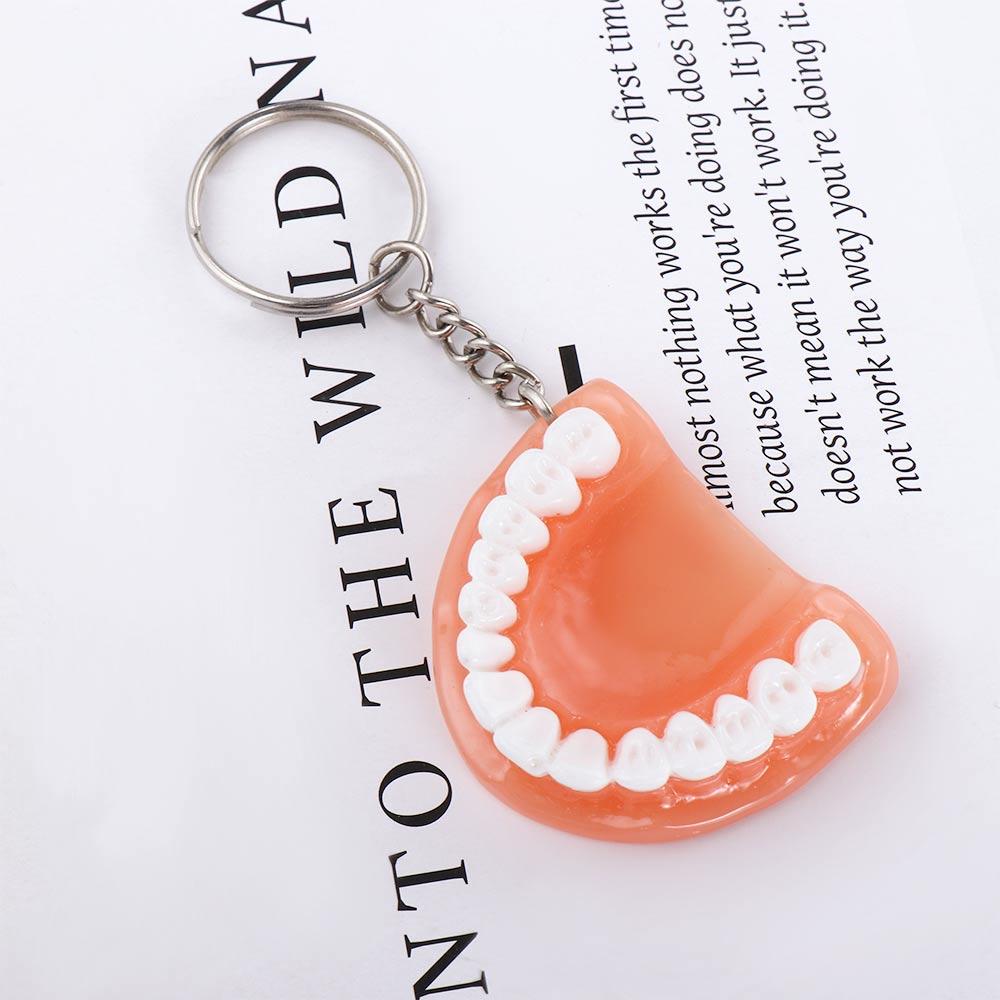 Creative Upper Jaw Resin Teeth Shape Denture Key Chain Tooth Key Chain Teeth Keyring Teeth Pendant