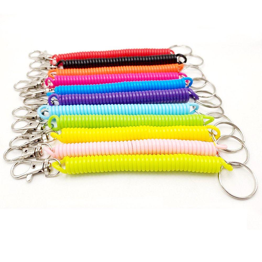 Elastic Spring Lanyard Stretch Wristband Unisex Wrist Coil Key Cord Clasp Spiral Stretch Keychain Spring Rope Key Ring