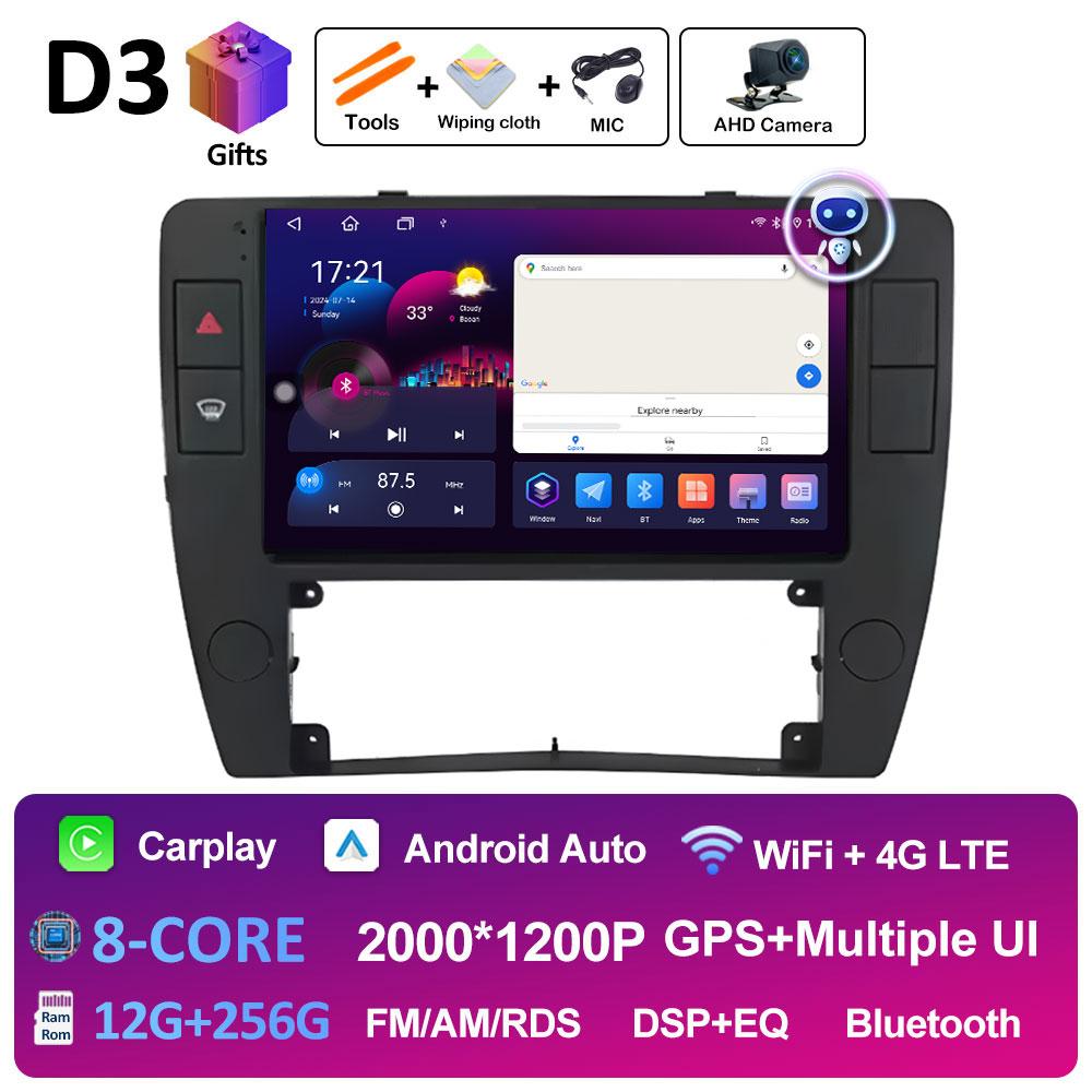 Беспроводная стереосистема Carplay DSP для Volkswagen Passat B5 2000 2001 2002 2003 2004 2005 Android 14 Вентилятор охлаждения Bluetooth Аксессуары