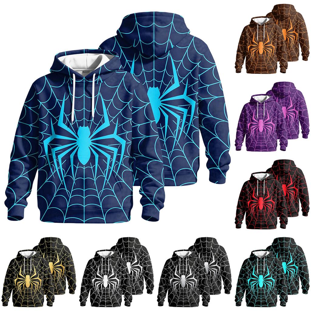Мужская повседневная свободная толстовка с принтом, карманом и шнурком