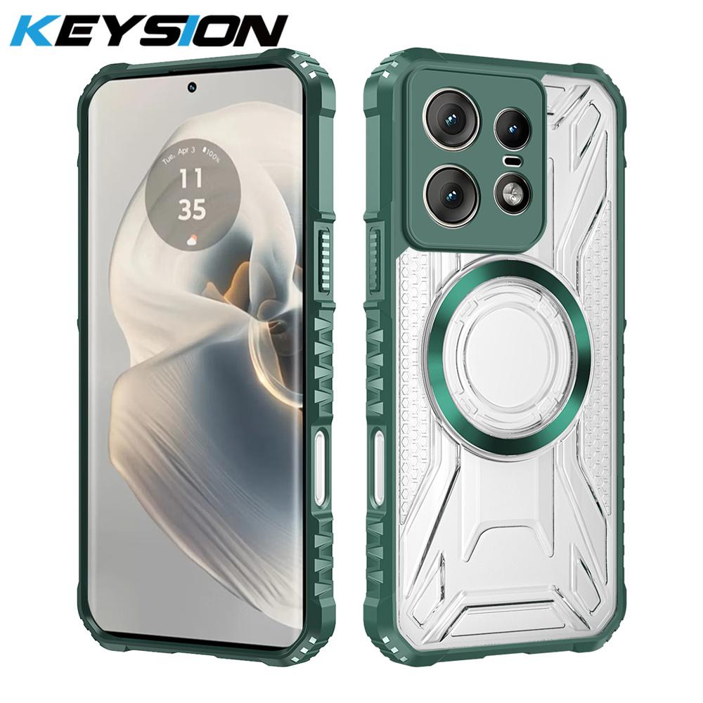 KEYSION Прозрачный магнитный чехол для Motorola Edge 50 Pro 5G Мягкий силикон+ПК Противоударная задняя крышка для телефона для Edge 50 Pro