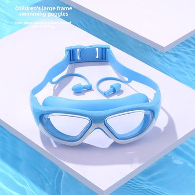 Детские очки для плавания с большой оправой, HD, водонепроницаемые, с защитой от запотевания, для мальчиков и девочек
