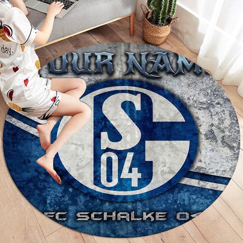 FC Schalke 04 Custom Name Round Area Rug,Carpet Rug for Living Room Bedroom Sofa Playroom Decor,Non-slip Floor Mat