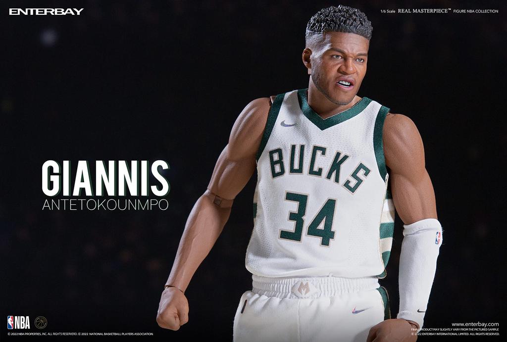 Real Masterpiece NBA Collection Giannis Antetokounmpo Collectible Figure White Large 653407 1/6