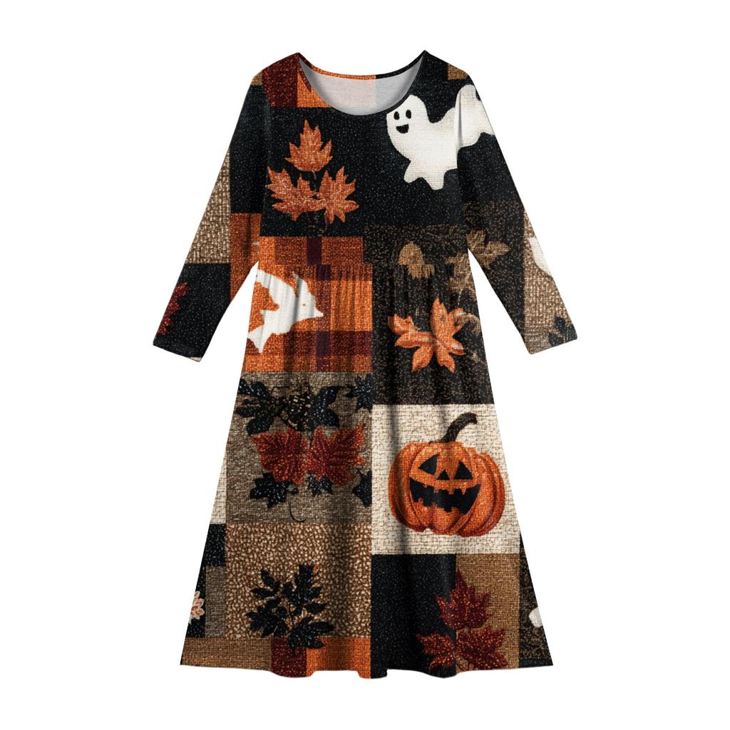 Девичье платье макси на Хэллоуин - Платье с длинным рукавом и карманами