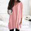 Womens Tops V-neck 3/4 Sleeve Blouses Casual Mid-length Shirts Fashion Print Tunic Tops With Pockets