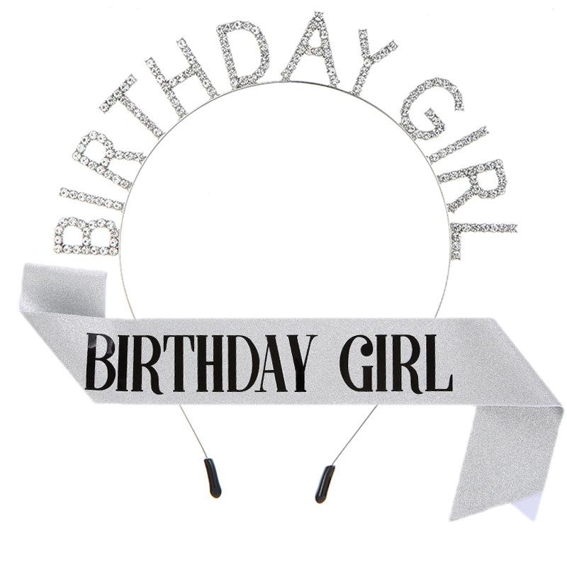 European and American Fashion Birthday Party Girl Headband Belt BIRTHDAY GIRL Headband Headdress Shoulder Strap Etiquette Belt