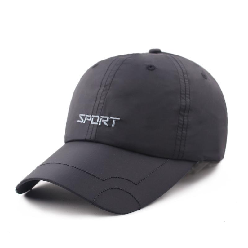 Summer Men'S Solid Color Letter Embroidery Waterproof Quick-Drying Hat Women'S Curved Brim Cap Outdoor Sun Protection Sports Baseball Cap