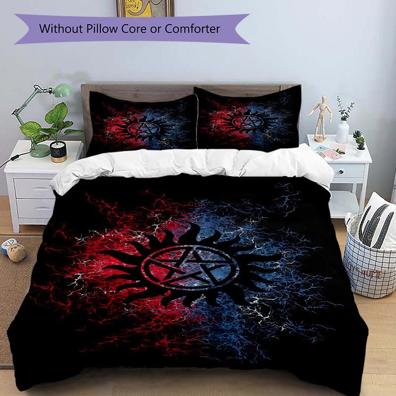 3pc Supernatural Symbols Cover Set - 1 Quilt Cover + 2 Pillowcases, All Seasons Bedroom Setting, Perfect for Home079