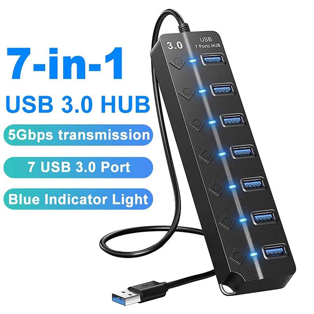 7 в 1 USB 3.0 концентратор 5 Гбит/с высокоскоростной разветвитель с переключателем управления USB док-станция OTG адаптер для ПК портативного компьютера