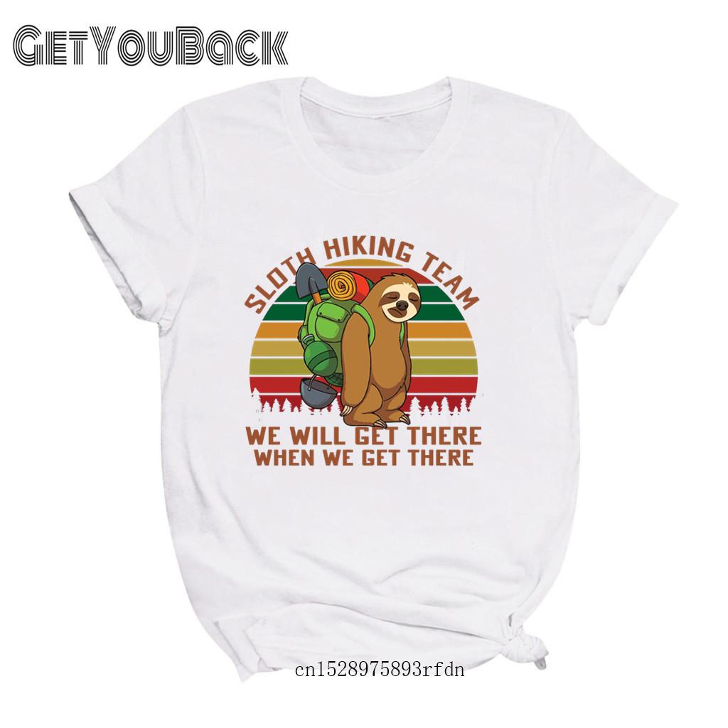 Забавная женская футболка Sloth Hiking Team для девочек, Harajuku 90S, футболка с животными, женская одежда, Прямая поставка