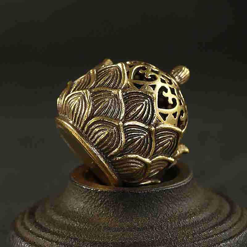 Retro Copper Small Lotus Hollow Out Incense Stick Burner Brass Incense Holder
