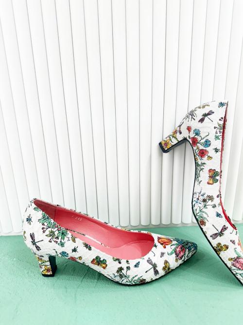 In The Balcony Marie Flower Python Pointed Pumps 7Cm Heel